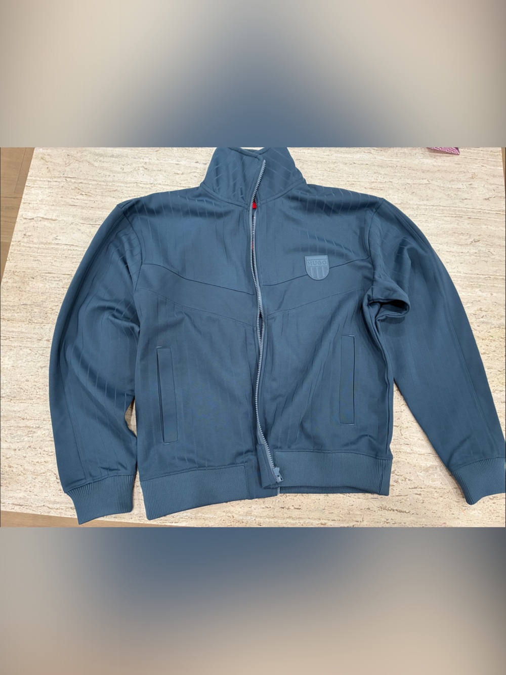 Hugo Boss Men's Dark Blue Full-Zip Shield Logo Sweater